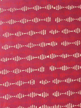 Red Beige Natural Dyed Hand Block Printed Cotton Fabric Per Meter - F0916219