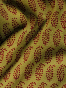 Olive Green Maroon Bagh Printed Cotton Fabric Per Meter - F005F1704