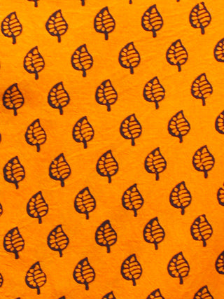 Orange Black Bagh Printed Cotton Fabric Per Meter - F005F1705