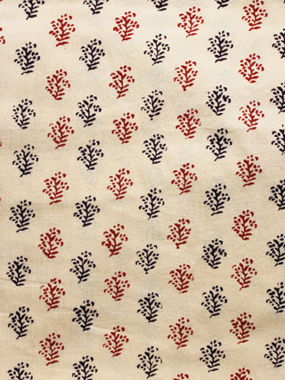 Beige Black Maroon Bagh Printed Cotton Fabric Per Meter - F005F1707