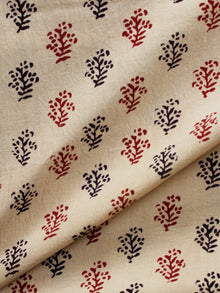 Beige Black Maroon Bagh Printed Cotton Fabric Per Meter - F005F1707