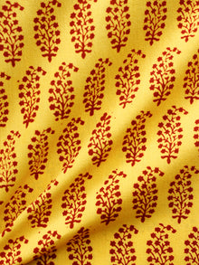 Yellow Maroon Bagh Printed Cotton Fabric Per Meter - F005F1709