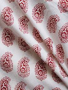 Beige Maroon Bagh Printed Cotton Fabric Per Meter - F005F1711