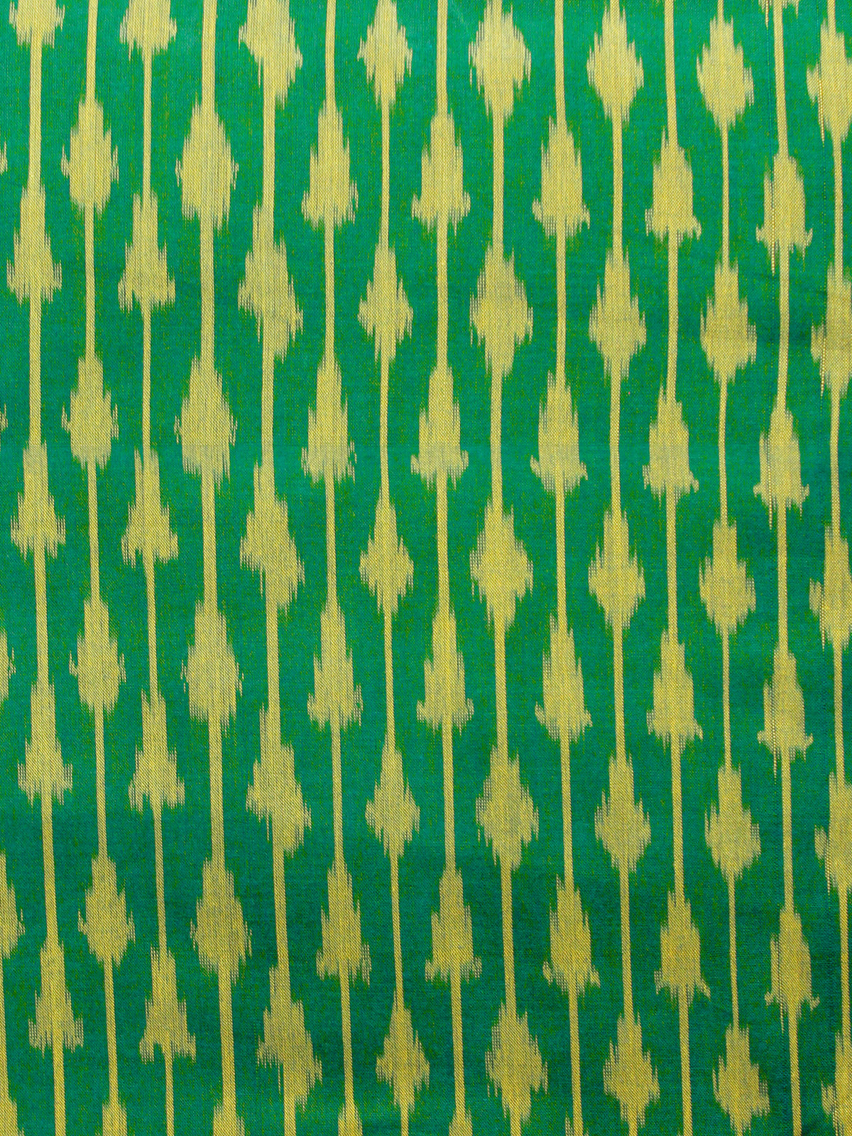 Green Yellow Pochampally Hand Weaved Ikat Mercerised Fabric Per Meter - F002F1568