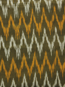 Olive Green Ivory Orange Pochampally Hand Woven Ikat Fabric Per Meter - F002F913