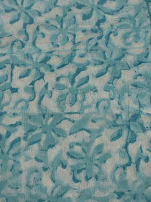 Sky Blue Ivory Hand Block Printed Chanderi Silk Fabric Per Meter - F0916197
