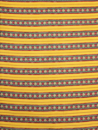 Yellow Green Red Block Printed Cotton Fabric Per Meter - F001F2253