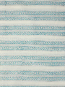 White Sky blue Hand Block Printed Cotton Fabric Per Meter - F001F2337