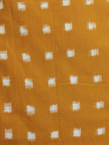 Mustard Yellow White Pochampally Hand Woven Double Ikat Fabric Per Meter - F002F1019
