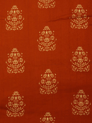 Crimson Red Gold Hand Block Printed Cotton Fabric Per Meter - F001F2003