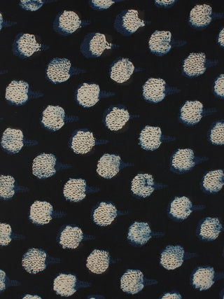 Indigo Black Ivory Hand Block Printed Cotton Fabric Per Meter - F001F2139