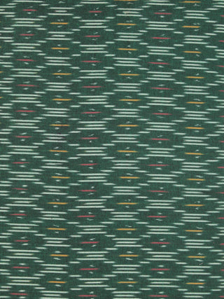 Green Red Yellow Hand Woven Ikat Handloom Cotton Fabric Per Meter - F002F2431