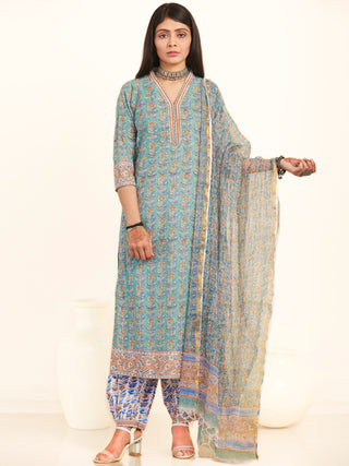 Jashn Parigul Set Of Kurta Salwar Pants Kota Dupatta