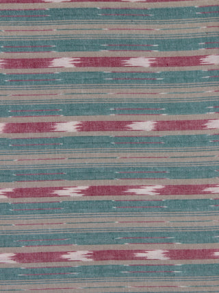 Grey Teal Green Maroon Ivory Pochampally Hand Weaved Ikat Fabric Per Meter - F0916726