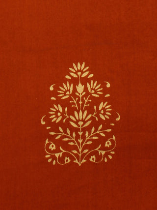 Crimson Red Gold Hand Block Printed Cotton Fabric Per Meter - F001F2003