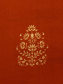 Crimson Red Gold Hand Block Printed Cotton Fabric Per Meter - F001F2003