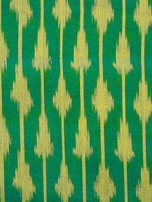 Green Yellow Pochampally Hand Weaved Ikat Mercerised Fabric Per Meter - F002F1568