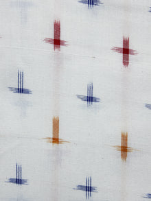White Blue Red Mustard Yellow Pochampally Hand Weaved Double Ikat Fabric Per Meter - F003F1226