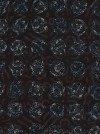 Black Indigo Ivory Hand Block Printed Cotton Fabric Per Meter - F001F2066