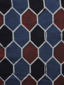 Blue Black Maroon Ajrakh Printed Cotton Fabric Per Meter - F003F1170