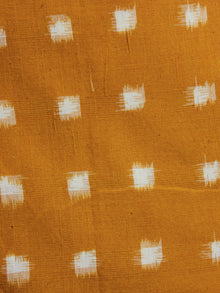 Mustard Yellow White Pochampally Hand Woven Double Ikat Fabric Per Meter - F002F1019