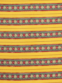 Yellow Green Red Block Printed Cotton Fabric Per Meter - F001F2253