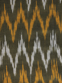 Olive Green Ivory Orange Pochampally Hand Woven Ikat Fabric Per Meter - F002F913