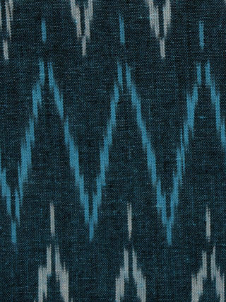 Blue Ivory Pochampally Hand Woven Ikat Fabric Per Meter - F002F948