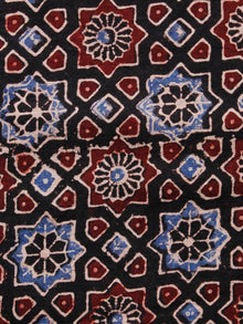 Black Blue Ivory Maroon Ajrakh Hand Block Printed Cotton Fabric Per Meter - F003F1588
