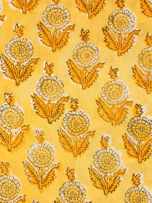 Yellow White Hand Block Printed Cotton Fabric Per Meter - F001F2172