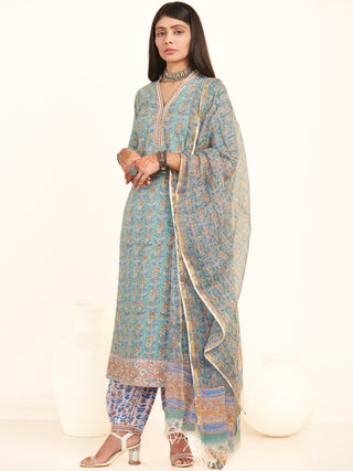 Jashn Parigul Set Of Kurta Salwar Pants Kota Dupatta