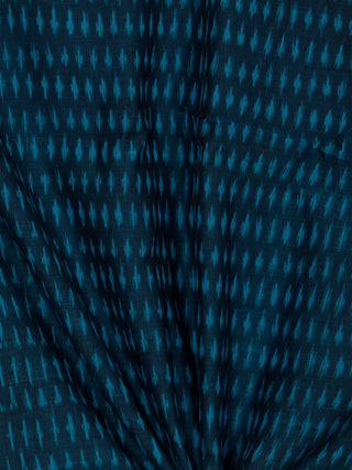 Blue Pochampally Hand Weaved Ikat Mercerised Cotton Fabric Per Meter - F002F1748