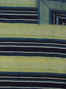 Green Blue Black Ivory Ajrakh Block Printed Cotton Fabric Per Meter - F0916686