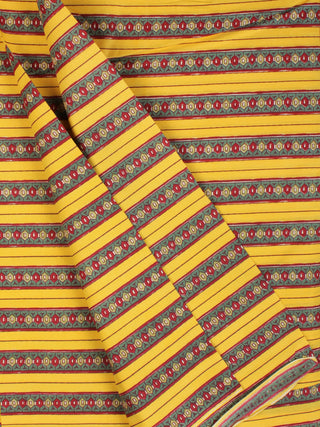 Yellow Green Red Block Printed Cotton Fabric Per Meter - F001F2253