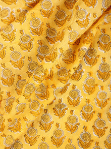 Yellow White Hand Block Printed Cotton Fabric Per Meter - F001F2172
