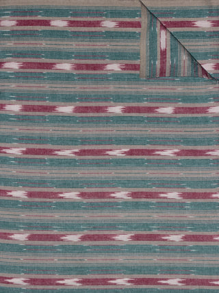Grey Teal Green Maroon Ivory Pochampally Hand Weaved Ikat Fabric Per Meter - F0916726