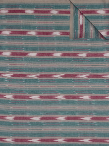 Grey Teal Green Maroon Ivory Pochampally Hand Weaved Ikat Fabric Per Meter - F0916726