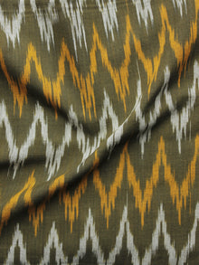 Olive Green Ivory Orange Pochampally Hand Woven Ikat Fabric Per Meter - F002F913