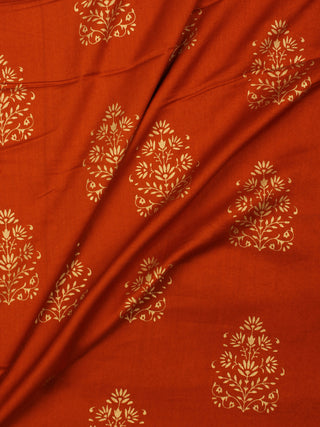 Crimson Red Gold Hand Block Printed Cotton Fabric Per Meter - F001F2003
