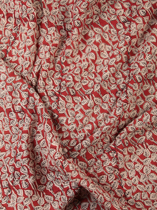 OffWhite Red Black Hand Block Printed Cotton Fabric Per Meter - F001F2450