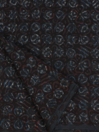 Black Indigo Ivory Hand Block Printed Cotton Fabric Per Meter - F001F2066