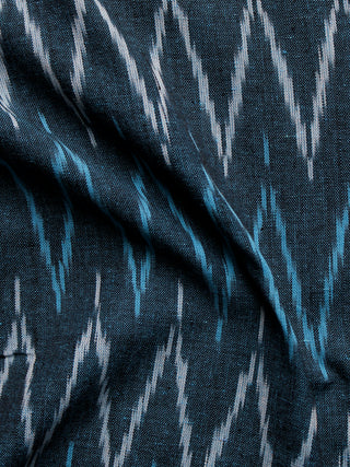 Blue Ivory Pochampally Hand Woven Ikat Fabric Per Meter - F002F948