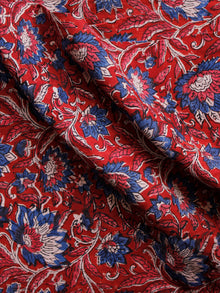 Red Blue Beige Black Hand Block Printed Cotton Fabric Per Meter - F001F1344