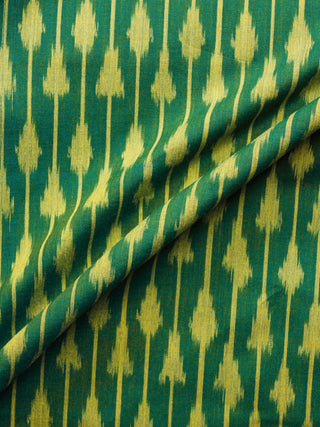 Green Yellow Pochampally Hand Weaved Ikat Mercerised Fabric Per Meter - F002F1568