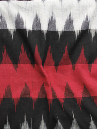 Red Black Ivory Pochampally Hand Woven Ikat Fabric Per Meter - F002F934