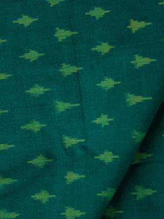 Green Pochampally Hand Weaved Ikat Mercerised Cotton Fabric Per Meter - F002F1960