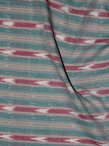 Grey Teal Green Maroon Ivory Pochampally Hand Weaved Ikat Fabric Per Meter - F0916726