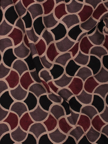 Kashish Maroon Black Beige Ajrakh Block Printed Cotton Fabric Per Meter - F003F849