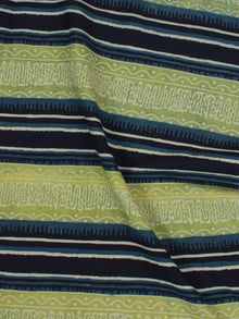 Green Blue Black Ivory Ajrakh Block Printed Cotton Fabric Per Meter - F0916686