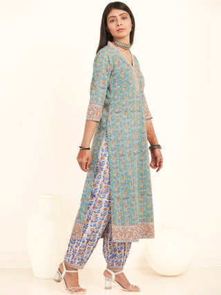 Jashn Parigul Set Of Kurta Salwar Pants Kota Dupatta